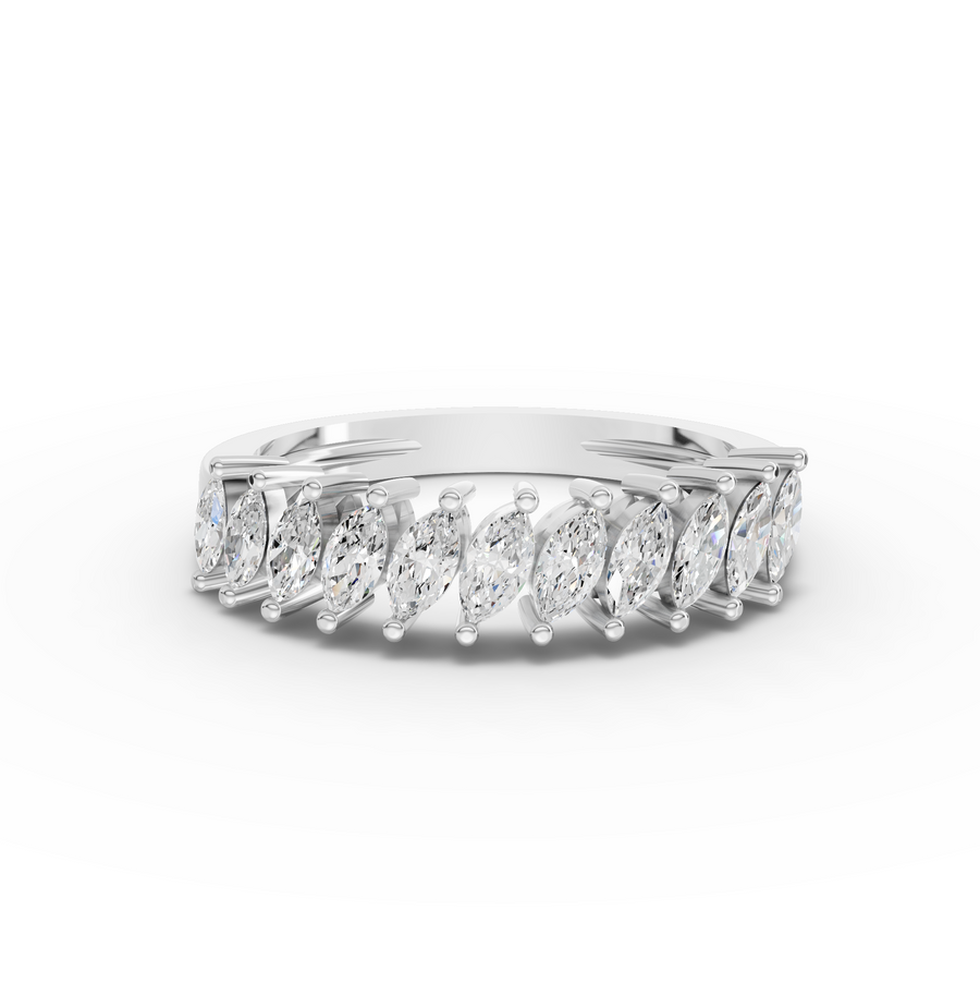 0.58 ct marquise lab diamond half eternity band with front and side-set stones