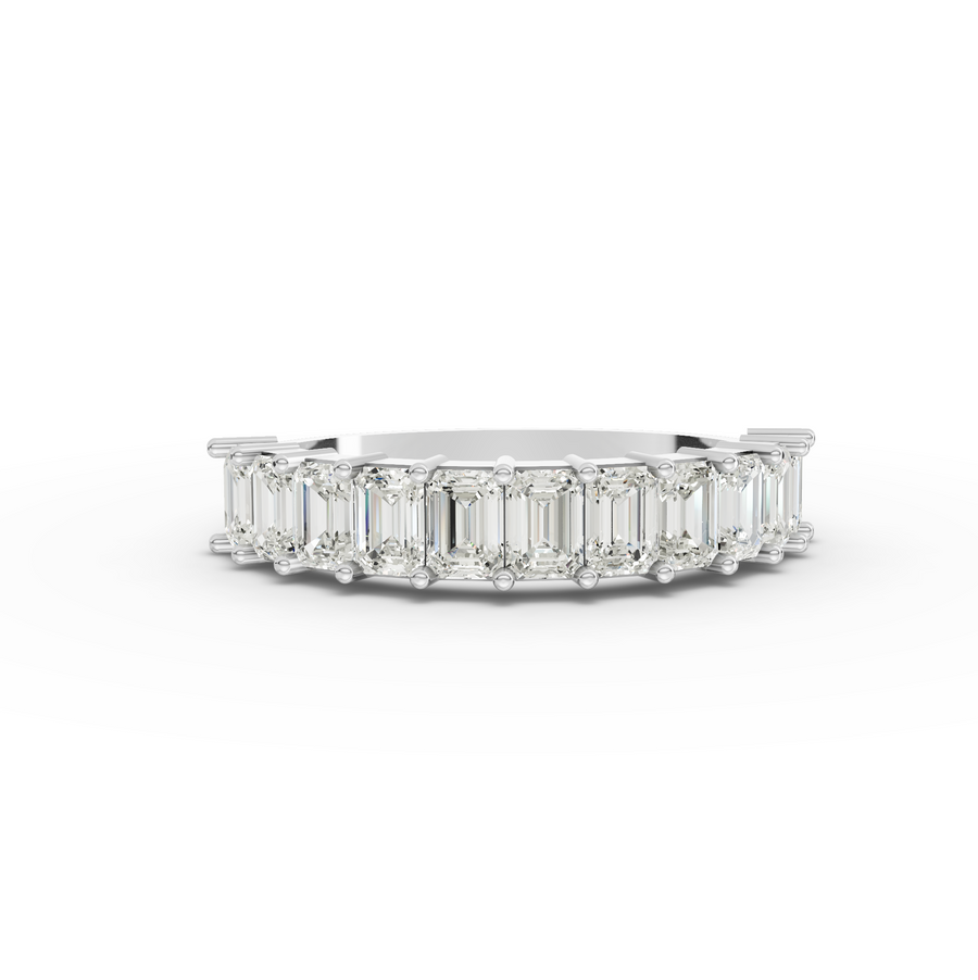 1.38 ct emerald-cut lab diamond half eternity ring with basket setting