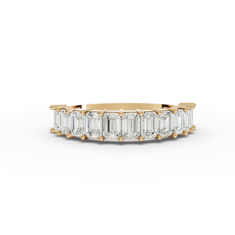 1.38 Ct Emerald Cut Lab Grown Diamond Half Eternity Wedding Band
