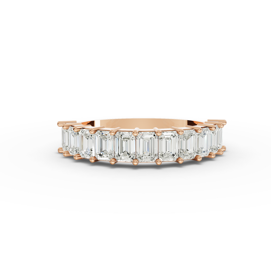 1.38 Ct Emerald Baskets Set Half Eternity Ring
