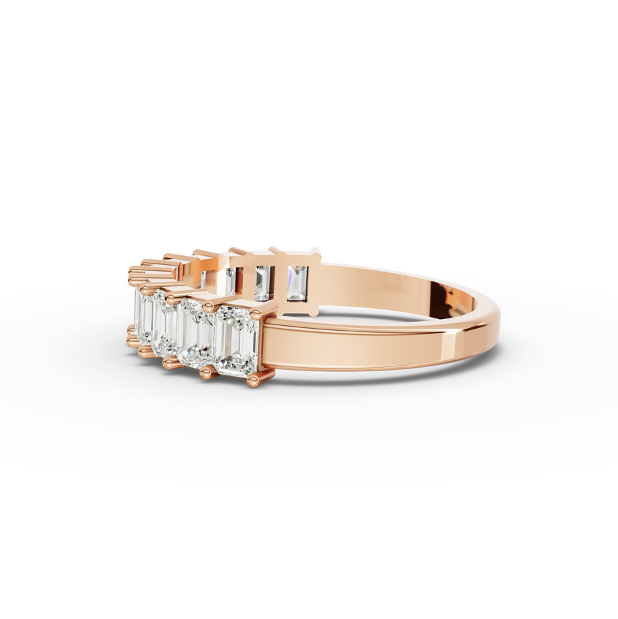 1.38 Ct Emerald Baskets Set Half Eternity Ring