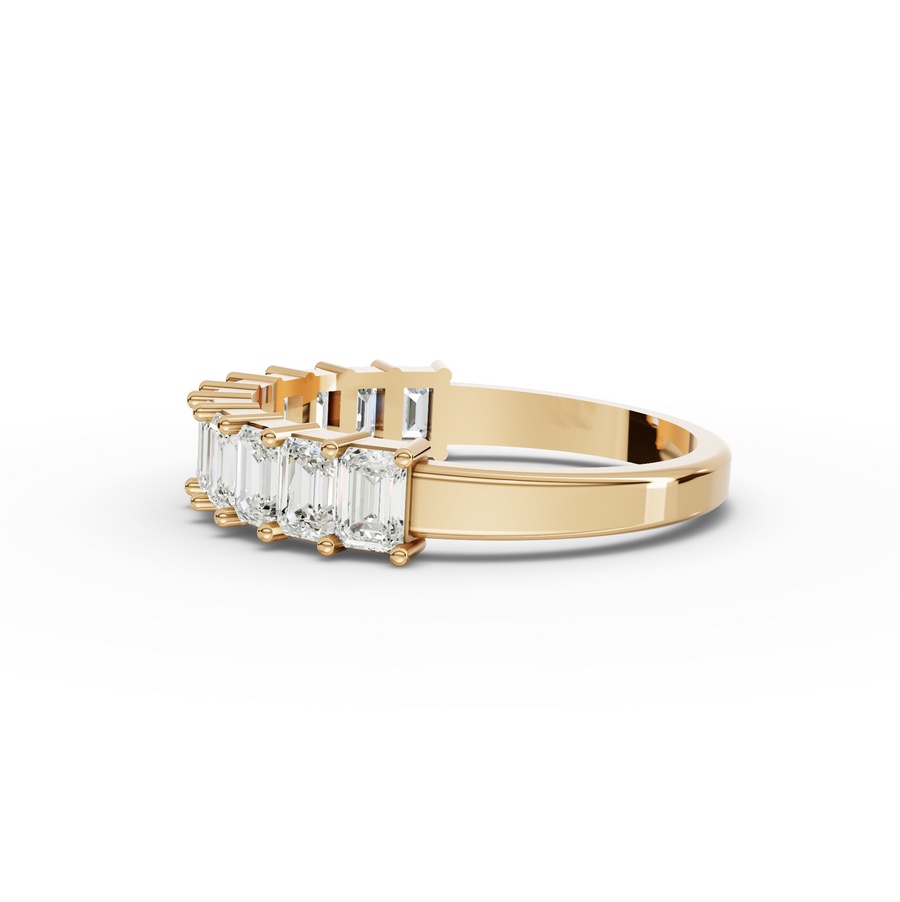 1.38 Ct Emerald Baskets Set Half Eternity Ring
