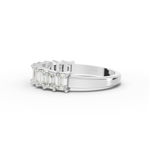 1.38 Ct Emerald Cut Lab Grown Diamond Half Eternity Wedding Band