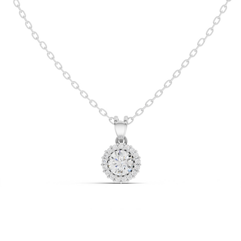 2.37 Ct Round Lab Grown Diamond Halo Pendant Necklace