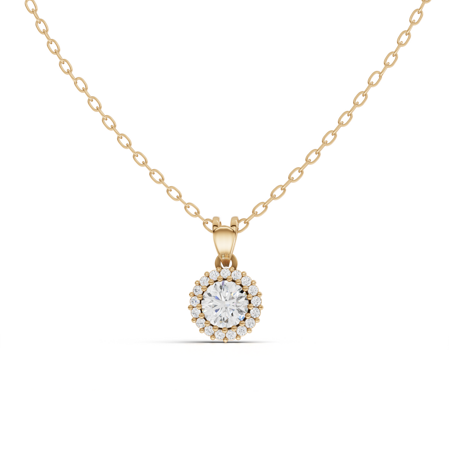 2.37 Ct Round Lab Diamond Halo Pendant 2.00 Ct Center