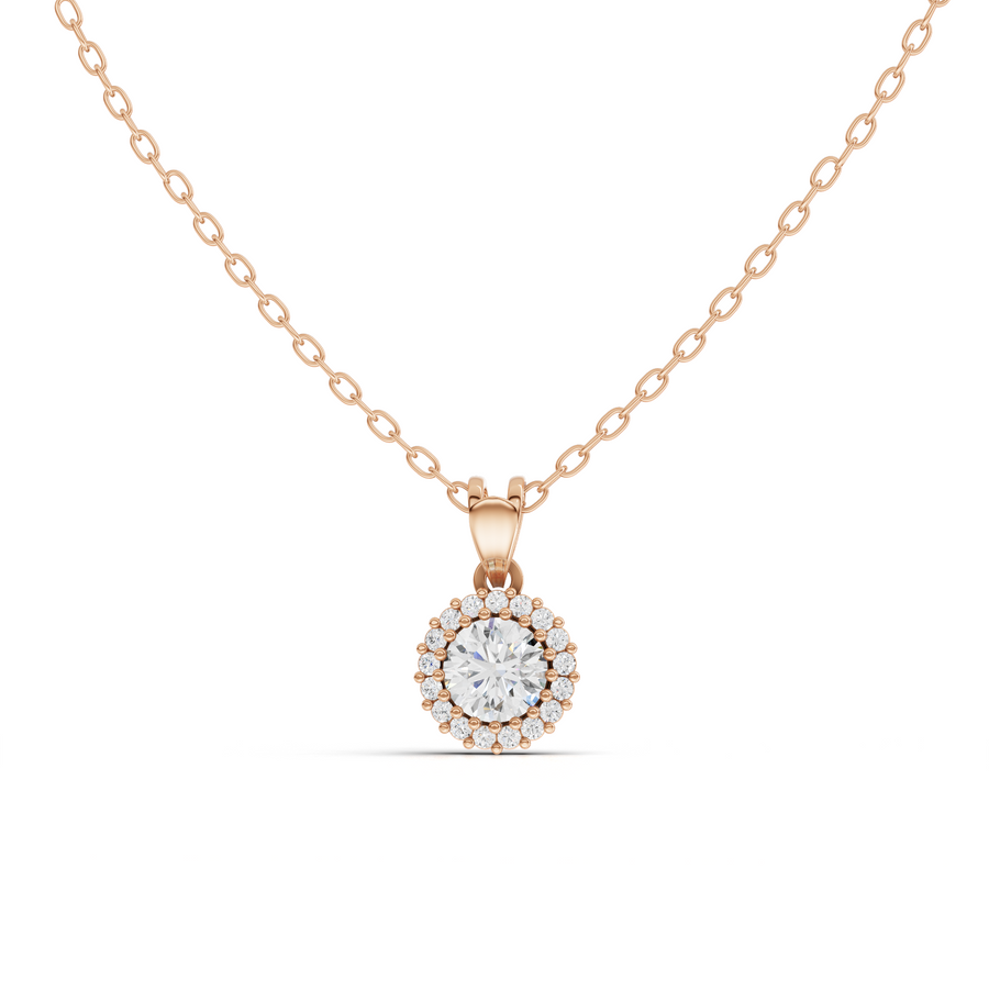 2.37 Ct Round Lab Diamond Halo Pendant 2.00 Ct Center