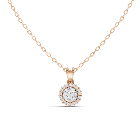 2.37 Ct Round Lab Grown Diamond Halo Pendant Necklace