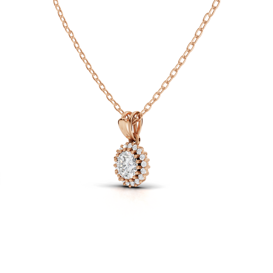 2.37 Ct Round Lab Diamond Halo Pendant 2.00 Ct Center