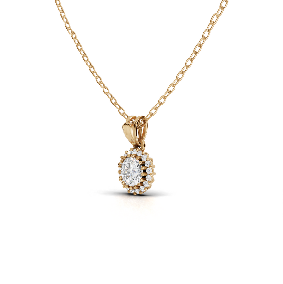 2.37 Ct Round Lab Diamond Halo Pendant 2.00 Ct Center