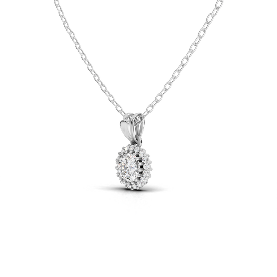 2.37 Ct Round Lab Diamond Halo Pendant 2.00 Ct Center