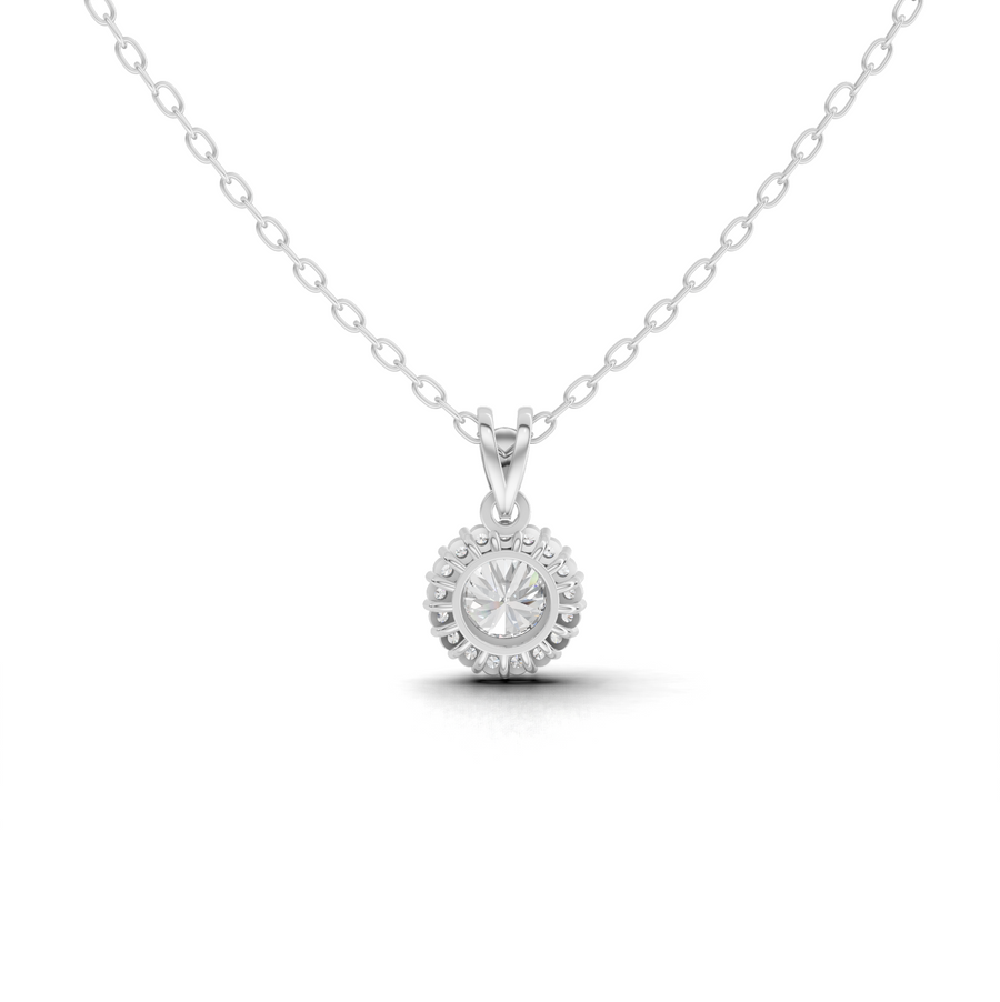 2.37 Ct Round Lab Diamond Halo Pendant 2.00 Ct Center