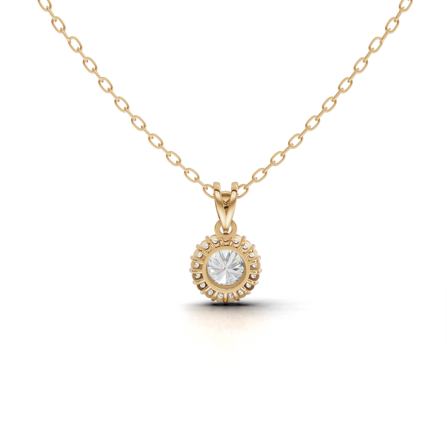 2.37 Ct Round Lab Diamond Halo Pendant 2.00 Ct Center