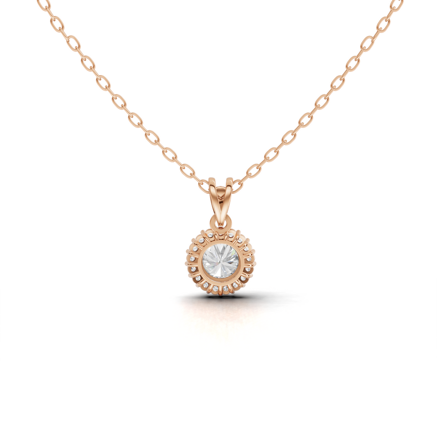 2.37 Ct Round Lab Diamond Halo Pendant 2.00 Ct Center