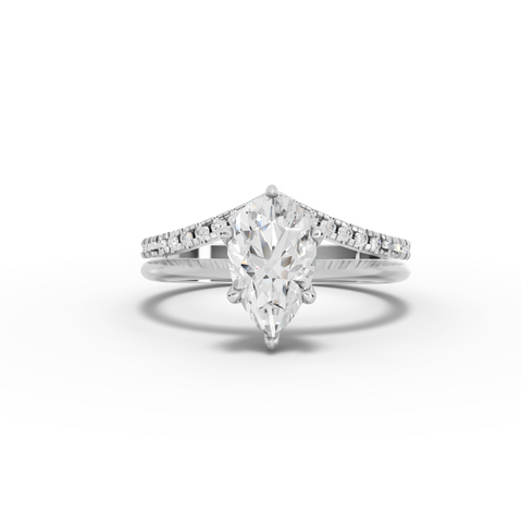 1.69 Ct Marquise Lab Diamond Engagement Ring with Pave Band