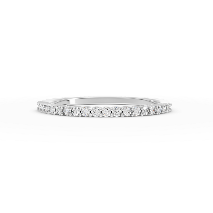 0.16 ct round lab diamond U-prong full eternity ring with delicate micro prong band