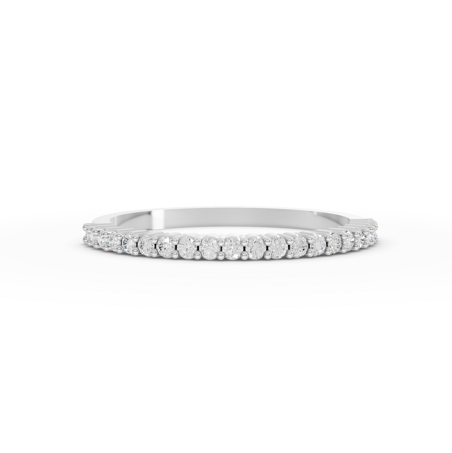 0.17 ct round lab diamond half eternity ring with micro prong basket setting