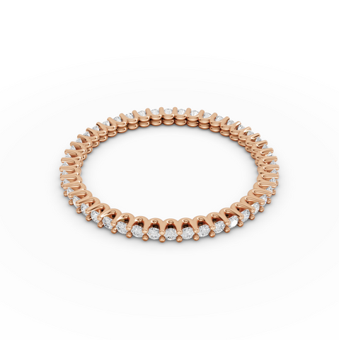 0.36 Ct Round Lab Grown Diamond U-Prong Stackable Eternity Ring