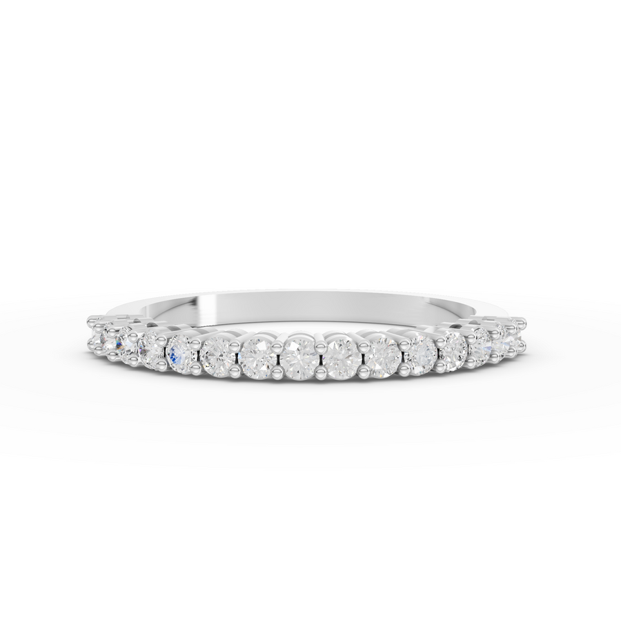 0.30 ct round lab diamond shared-prong eternity ring with full band sparkle and classic wedding band profile