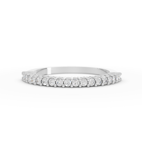 0.24 Ct Round Lab Diamond Scalloped Micro Prong Half Eternity Band