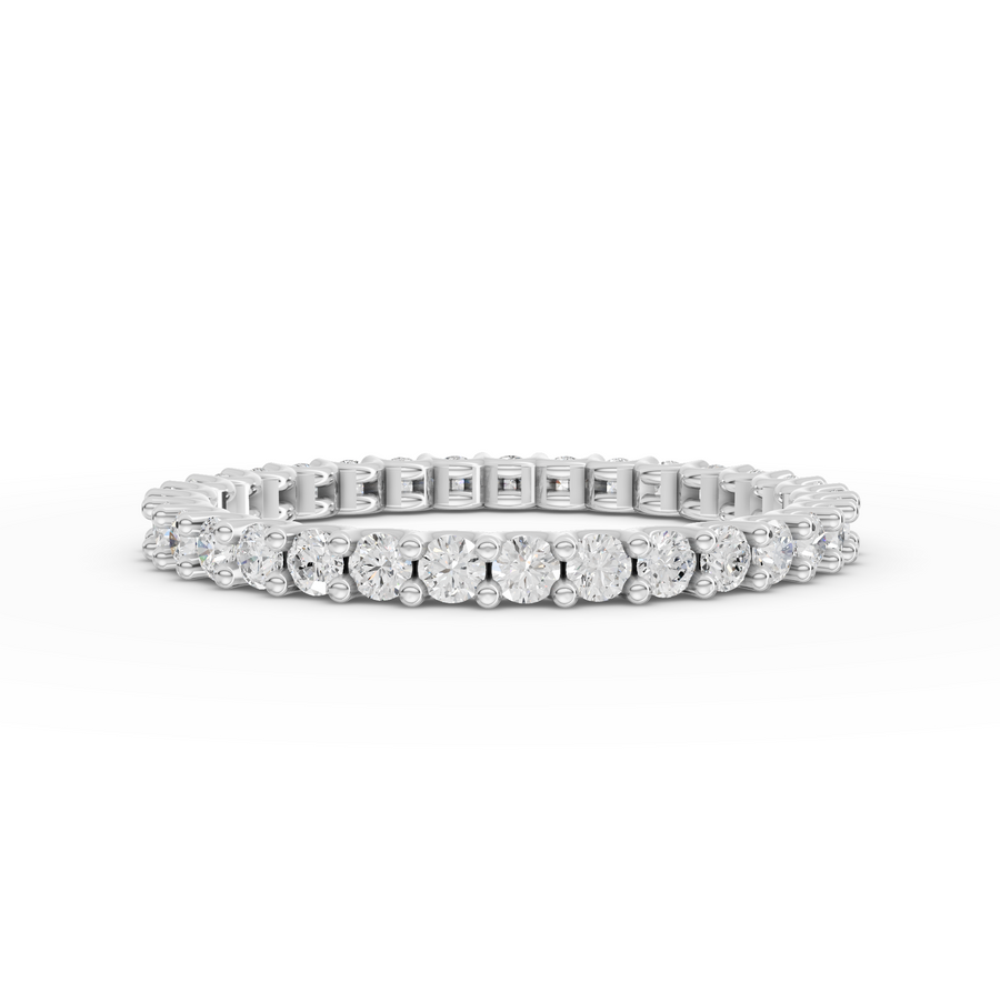 0.66 ct round lab diamond full eternity ring with U-prong scalloped setting and continuous diamond band