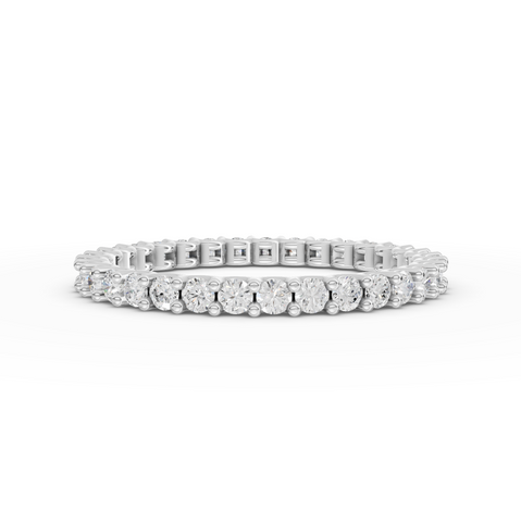 0.66 Ct Round Diamond Scalloped Half Eternity Wedding Band