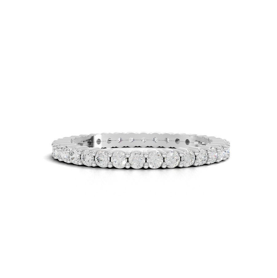 0.68 ct round lab diamond full eternity ring with micro prong basket setting