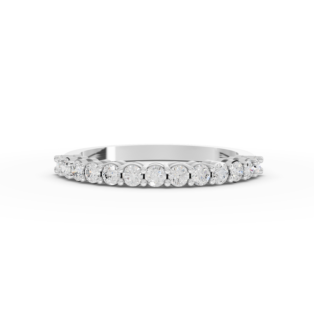 0.39 Ct Round Lab Diamond Half Eternity Wedding Band Shared Prong Ring