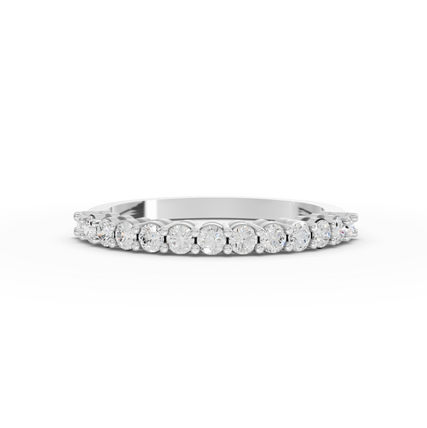 0.39 Ct Round Lab Diamond Half Eternity Wedding Band Shared Prong Ring