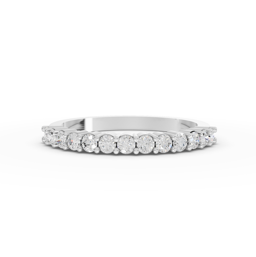0.39 ct round lab diamond half eternity ring with shared prong basket setting