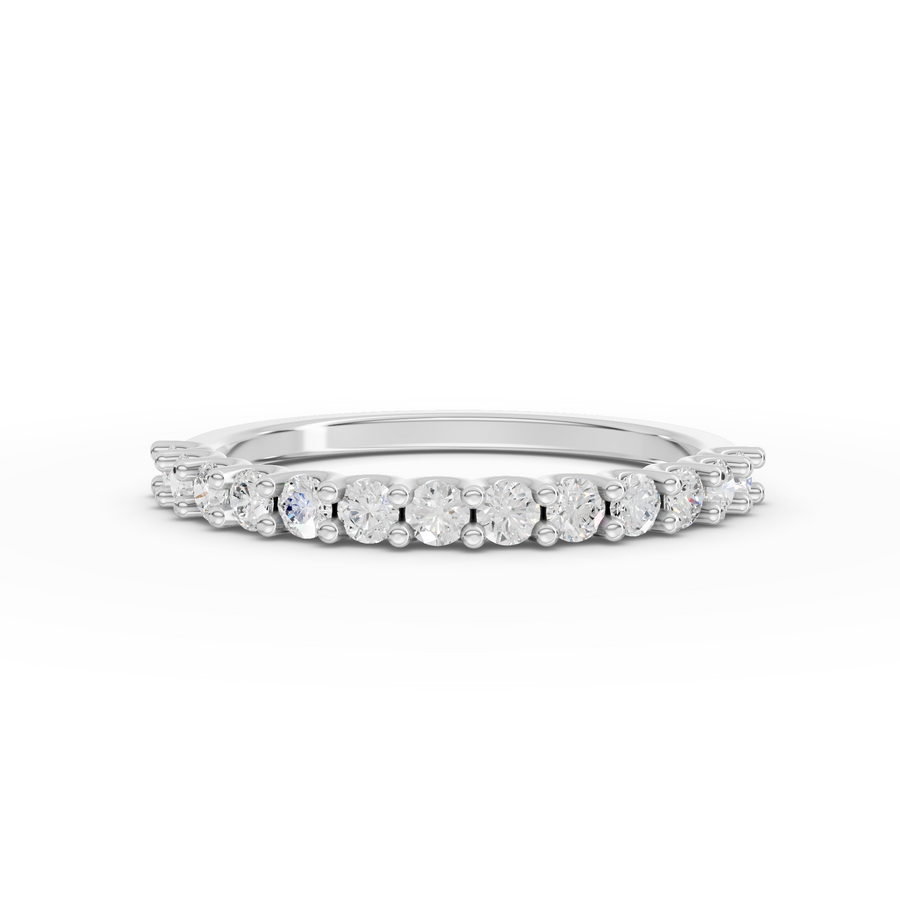 0.39 ct round lab diamond U-prong half eternity ring with shared prong band design