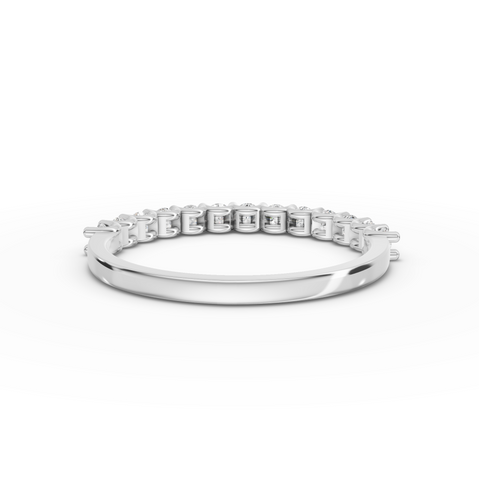 0.39 Ct Round Lab Diamond Shared Prong Half Eternity Wedding Band Ring