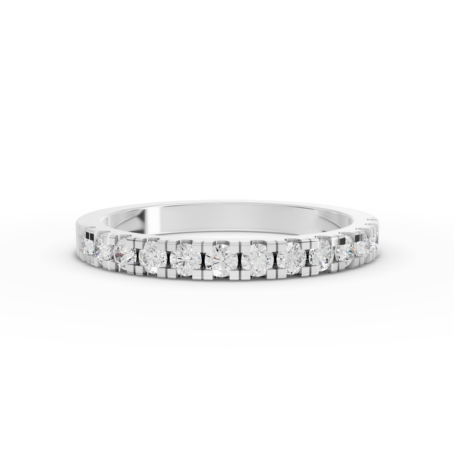 0.39 ct round lab diamond bar-set half eternity band with channel-style design in precious metal