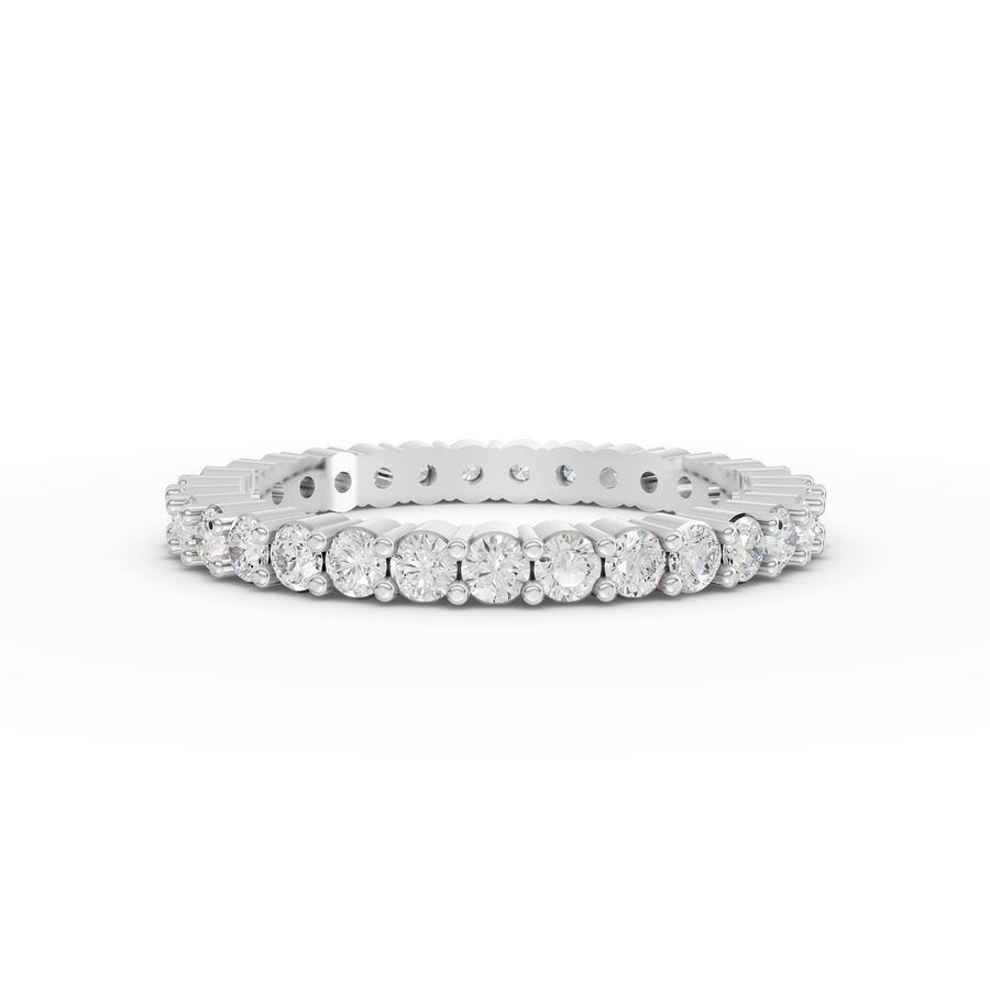 0.93 ct round lab diamond full eternity ring with basket setting and continuous sparkle band