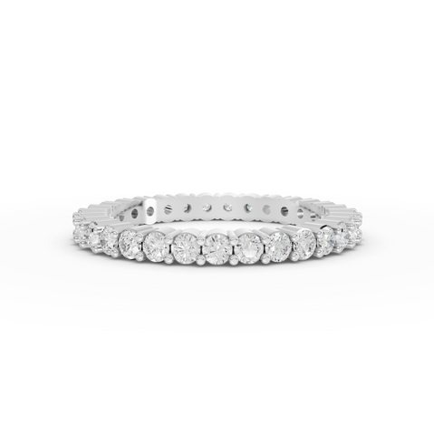 0.93 Ct Round Lab Diamond U-Prong Half Eternity Wedding Band Ring