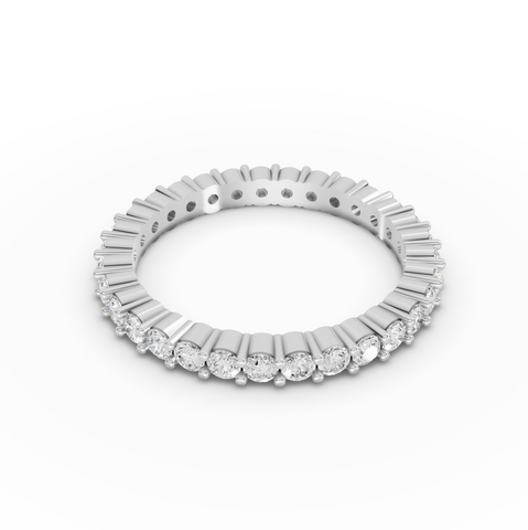 0.93 Ct Round Lab Diamond U-Prong Half Eternity Wedding Band Ring