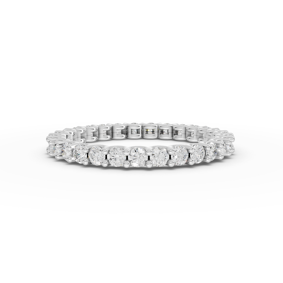 0.87 ct round lab diamond full eternity ring with U-prong setting and continuous sparkling band
