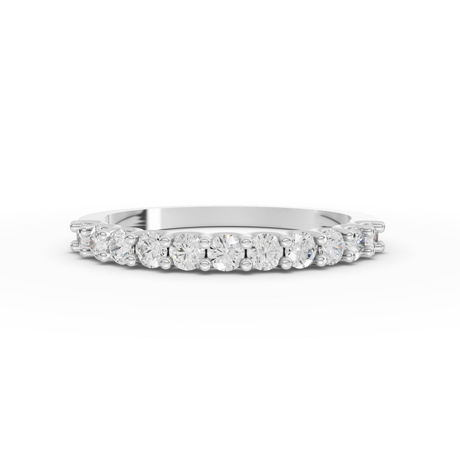 0.47 Ct round lab diamond full eternity ring with U-prong setting and continuous diamond band
