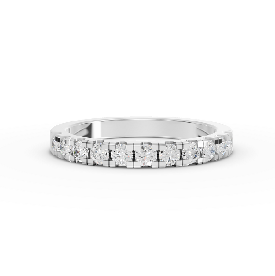 0.47 ct round lab diamond bar-set half eternity band with sleek diamond row and classic wedding ring profile