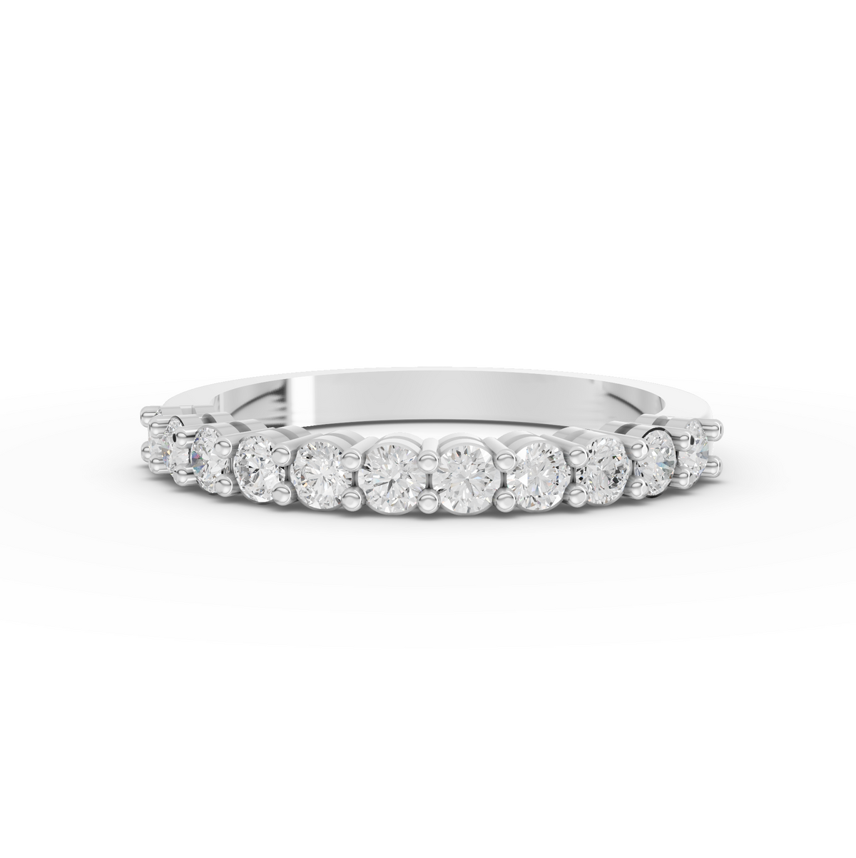 0.47 Ct Round Lab Diamond Shared Prong Half Eternity Wedding Band Ring