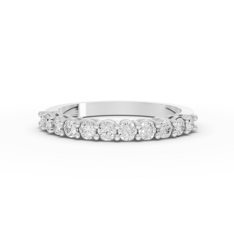 0.47 Ct Round Lab Diamond Shared Prong Half Eternity Wedding Band Ring