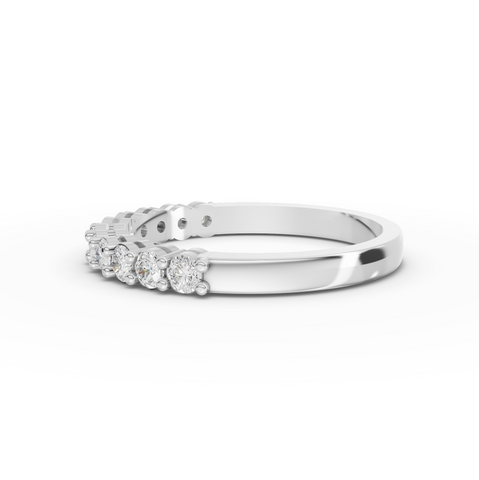 0.47 Ct Round Lab Diamond Shared Prong Half Eternity Wedding Band Ring
