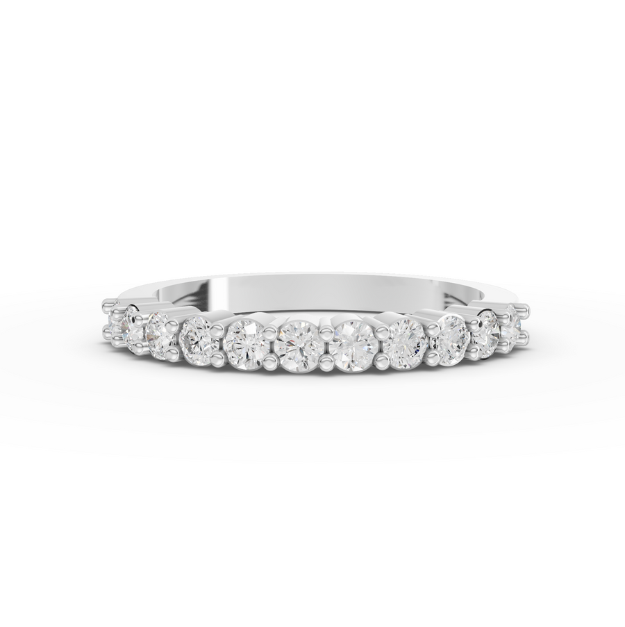 0.47 ct round lab diamond half eternity ring with shared prong basket setting
