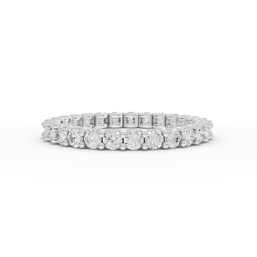 1.15 ct round lab diamond U-prong full eternity ring with continuous band of round stones