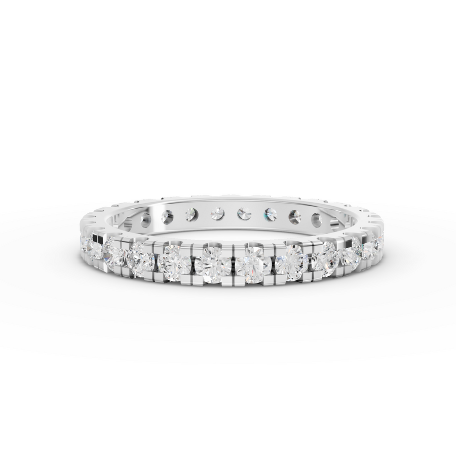 1.11 ct round lab diamond bar-set full eternity ring with continuous sparkle and smooth band profile