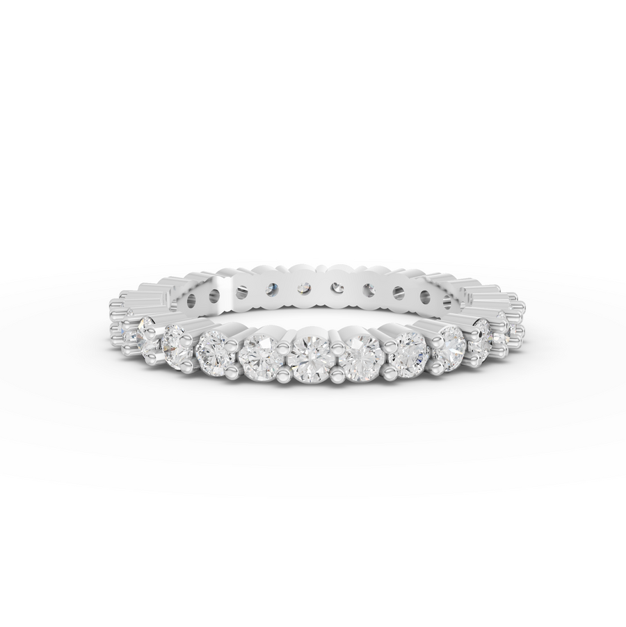 1.15 Ct round lab diamond full eternity ring with U-prong basket setting and continuous band sparkle
