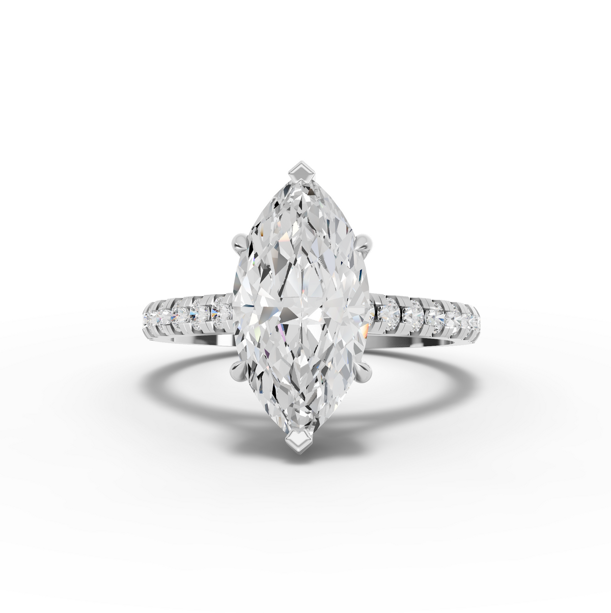 2.37 Ct Marquise Cut Lab Diamond Engagement Ring with Hidden Halo Pavé Band