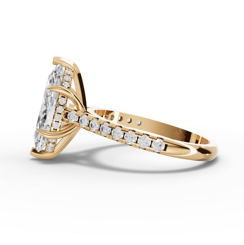 2.37 Ct Marquise Cut Lab Diamond Engagement Ring with Hidden Halo Pavé Band