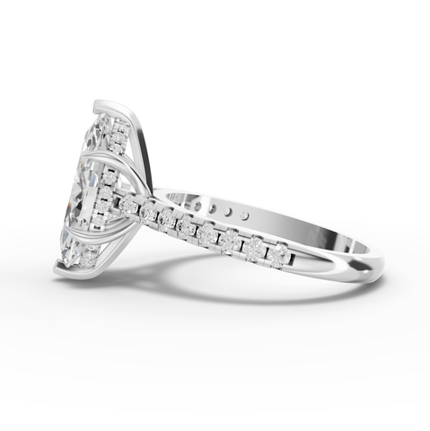 2.37 Ct Marquise Cut Lab Diamond Engagement Ring with Hidden Halo Pavé Band