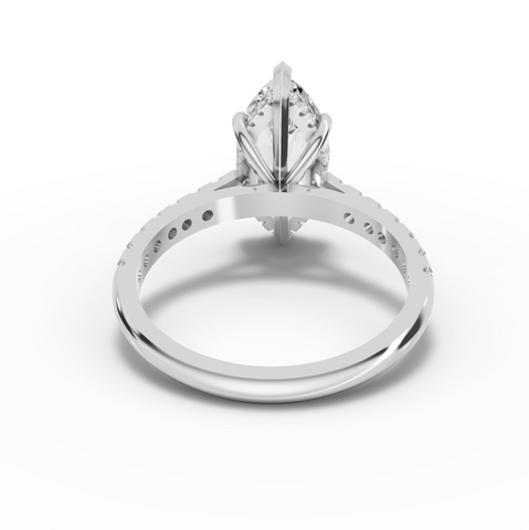 2.37 Ct Marquise Cut Lab Diamond Engagement Ring with Hidden Halo Pavé Band