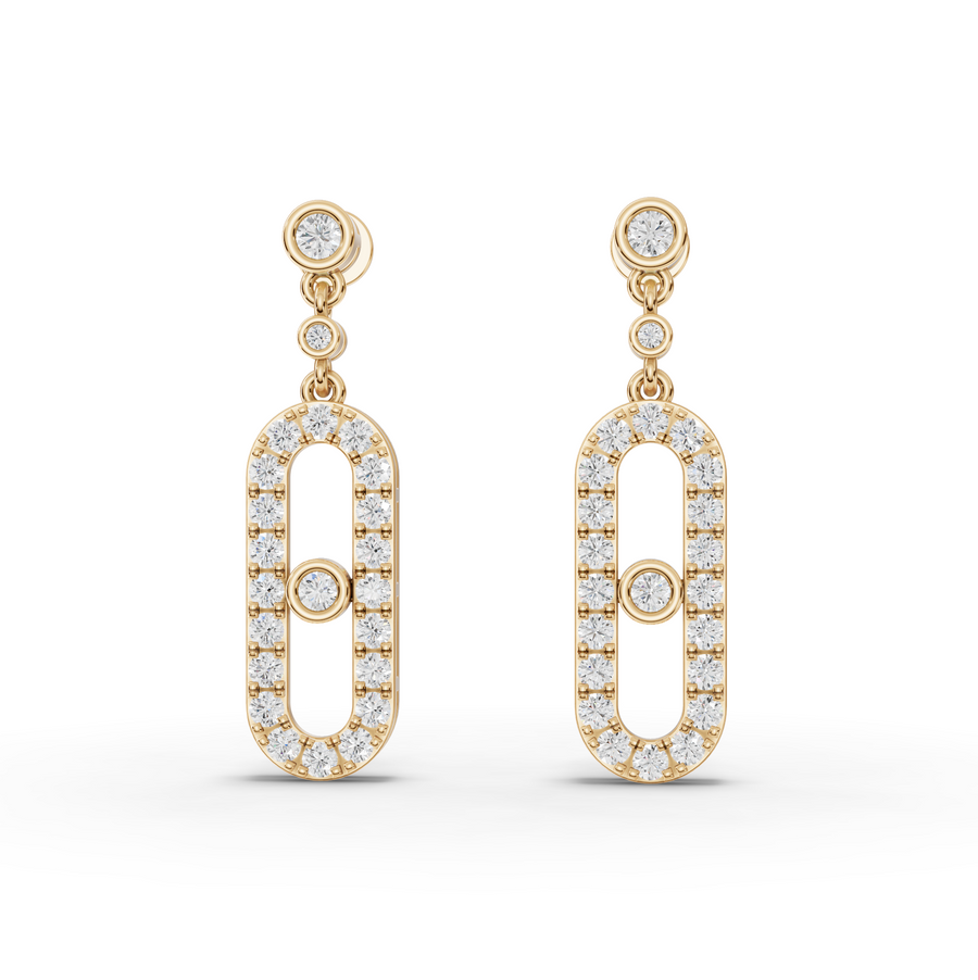 1.09 Ct Oval Halo Lab Diamond Drop Earrings
